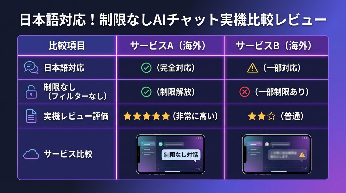 日本語対応!制限なしAIチャット実機比較レビュー